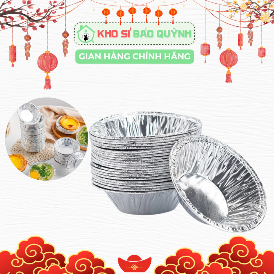 Set 200 chén giấy bạc, khuôn giấy bạc nướng bánh tart, nướng hàu cho lò nướng, nồi chiên không dầu