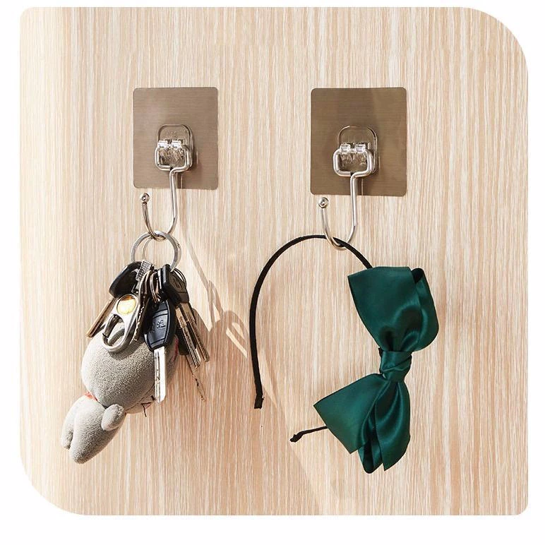 (Loại 1) Set 5 Móc Dán Tường Inox 304 Loại 1 Chân Chịu Lực Đến 5Kg Kèm Miếng Dán Tráng Bạc Siêu Dính