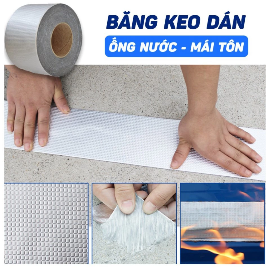 Cuộn Băng Keo Chống Thấm Dài 5M Rộng 5cm, 10cm - Keo Dán Siêu Dính, Chống Thấm Nước, Chống Dột