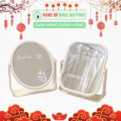 [GIÁ SỈ] Gương Trang Điểm Để Bàn Lúa Mạch Hàn Quốc 2 Mặt Gương Xoay 360 Độ Bền Chắc, Gương Để Bàn Trang Điểm