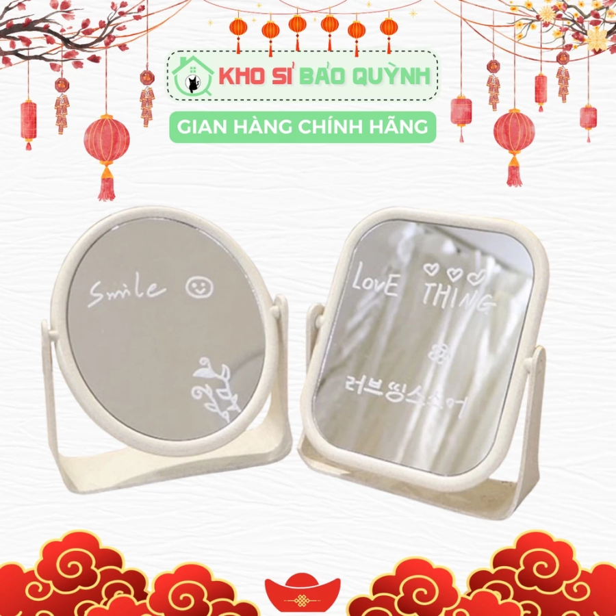 [GIÁ SỈ] Gương Trang Điểm Để Bàn Lúa Mạch Hàn Quốc 2 Mặt Gương Xoay 360 Độ Bền Chắc, Gương Để Bàn Trang Điểm