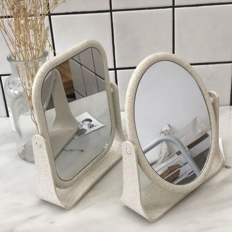 [GIÁ SỈ] Gương Trang Điểm Để Bàn Lúa Mạch Hàn Quốc 2 Mặt Gương Xoay 360 Độ Bền Chắc, Gương Để Bàn Trang Điểm