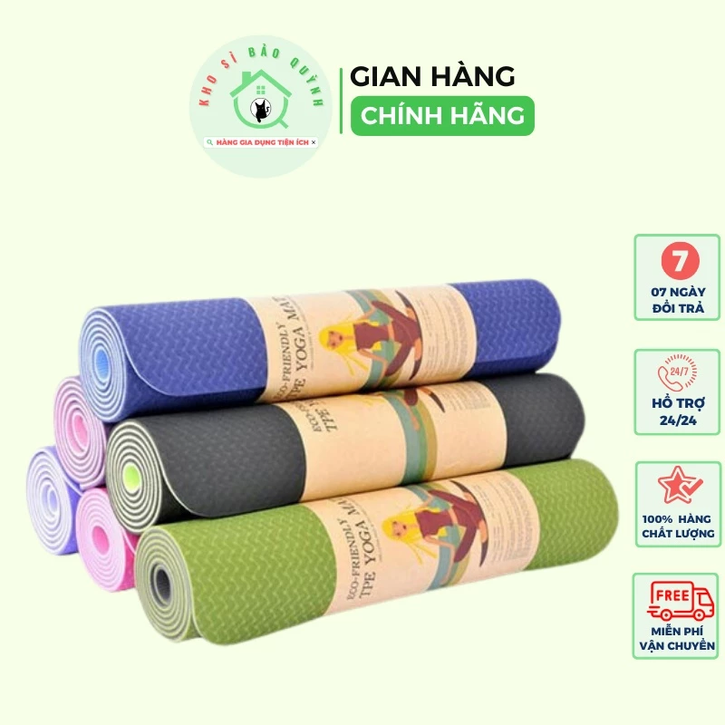 Thảm tập yoga chống trượt, thảm tập thể dục có định tuyến cao cấp, thảm tập gym tại nhà dày 6mm