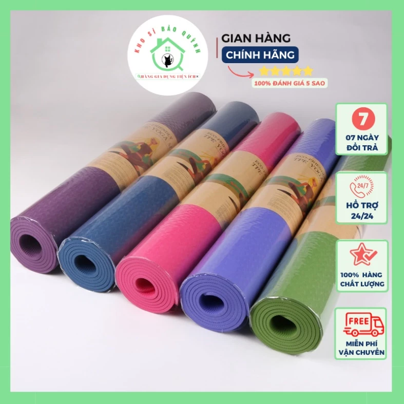 Thảm tập yoga chống trượt, thảm tập thể dục có định tuyến cao cấp, thảm tập gym tại nhà dày 6mm