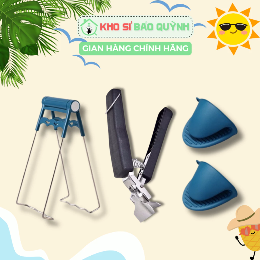 Combo 3 Món Dụng Cụ Kẹp Gắp Kẹp Bát Đĩa, Găng Tay Nhắc Nồi Chống Nóng,Kẹp Thức Ăn Nóng,Thép Không Gỉ